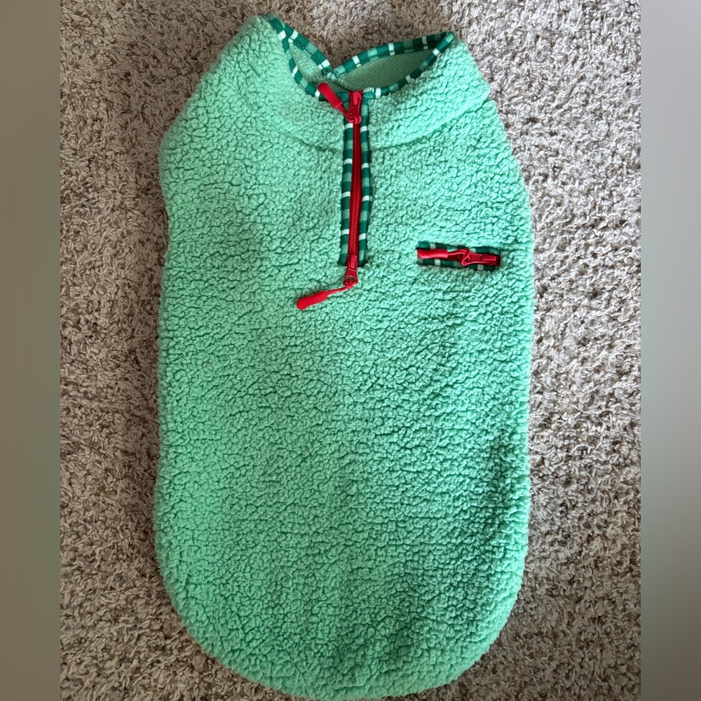 Cozy Green & Red Dog Jacket